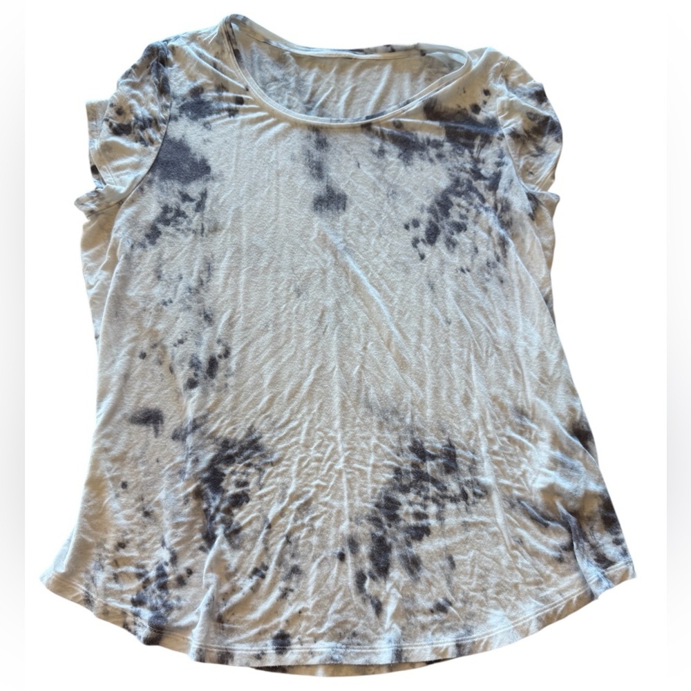 White Gray Tie-Dye Women's Short Sleeve T-Shirt L